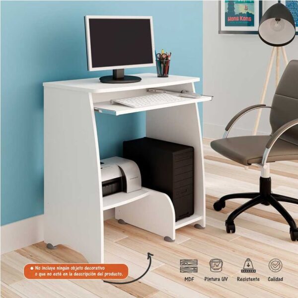 Escritorio Para ordenador Mesa De Computador Moderno Blanco - Image 2
