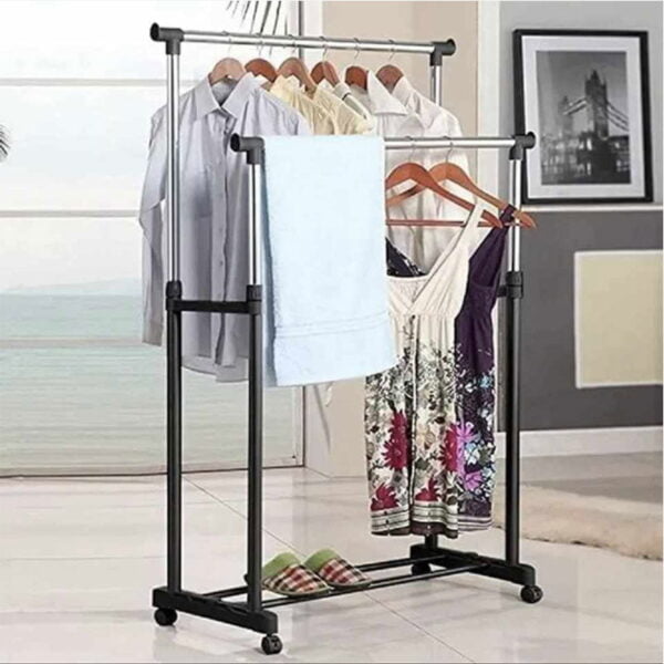 Organizador De Ropa Doble Ropero Metalico Con Ruedas - Image 2