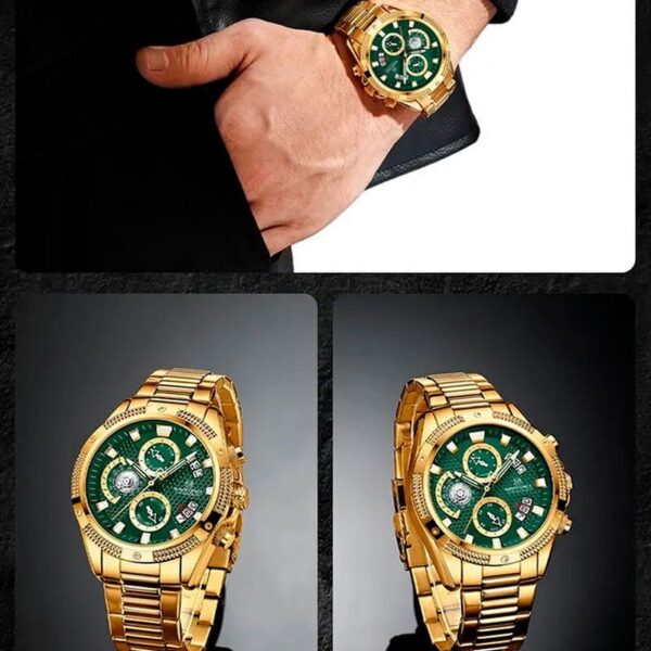 Reloj Naviforce Original Con Cronógrafos Dorado Y Verde - Image 4