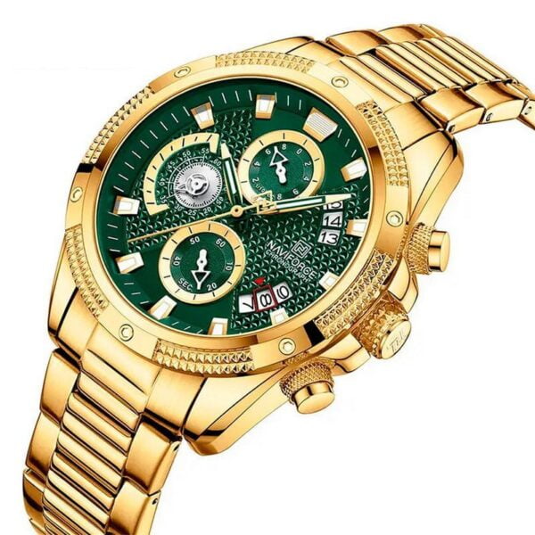 Reloj Naviforce Original Con Cronógrafos Dorado Y Verde - Image 2