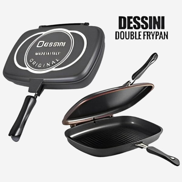 Sartén Doble Parrilla DESSINI Antiadherente Color Negro