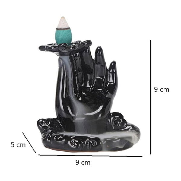Mano Flor De Loto Quemador De Incienso Cascada En Porcelana - Image 3