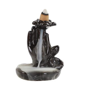 Mano Flor De Loto Quemador De Incienso Cascada En Porcelana
