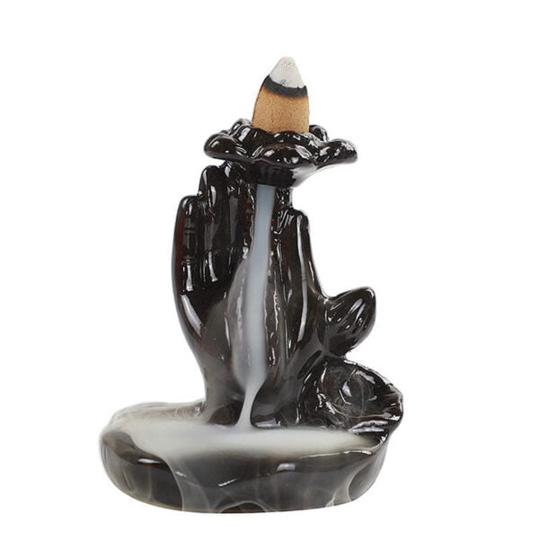 Mano Flor De Loto Quemador De Incienso Cascada En Porcelana