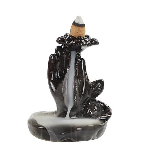 Mano Flor De Loto Quemador De Incienso Cascada En Porcelana