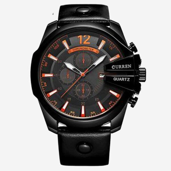 Reloj Curren 8176 Para Hombre Original Color Negro | Naranja