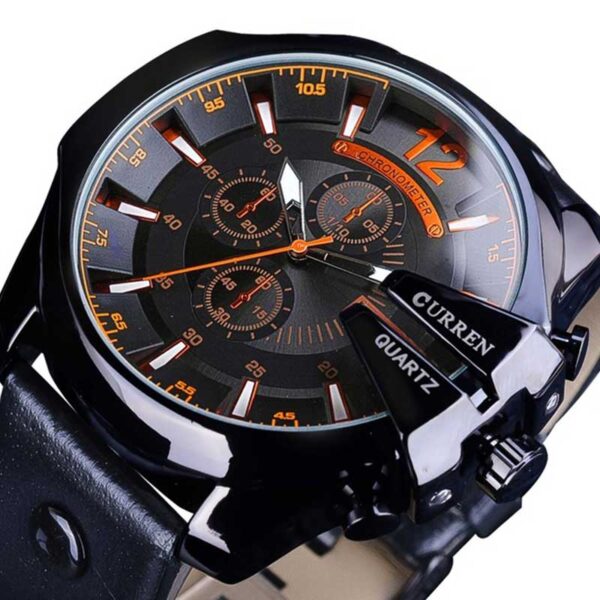 Reloj Curren 8176 Para Hombre Original Color Negro | Naranja - Image 3