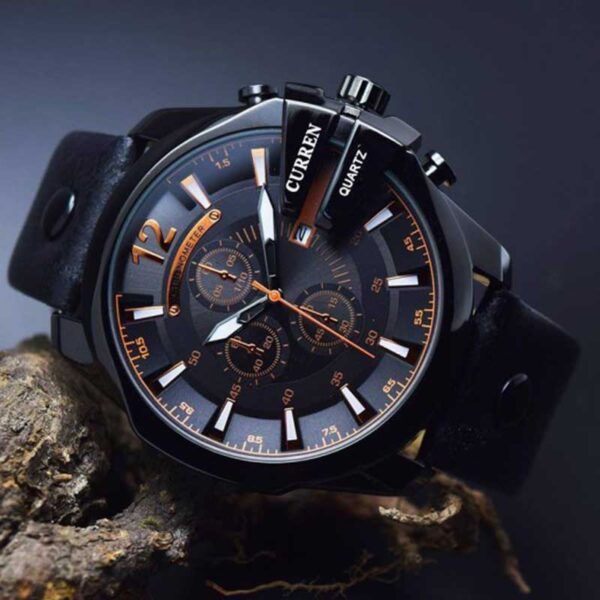 Reloj Curren 8176 Para Hombre Original Color Negro | Naranja - Image 2