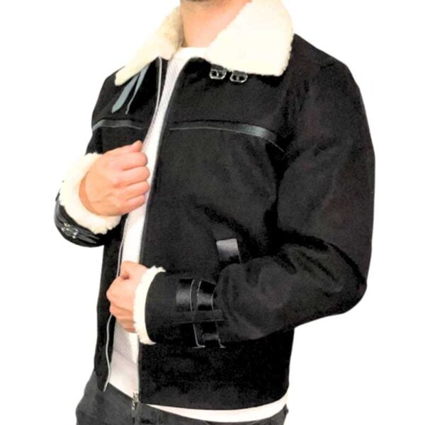 Chaqueta Gamuza Hombre Negra Abrigo Tipo Slim Cuerotex-2