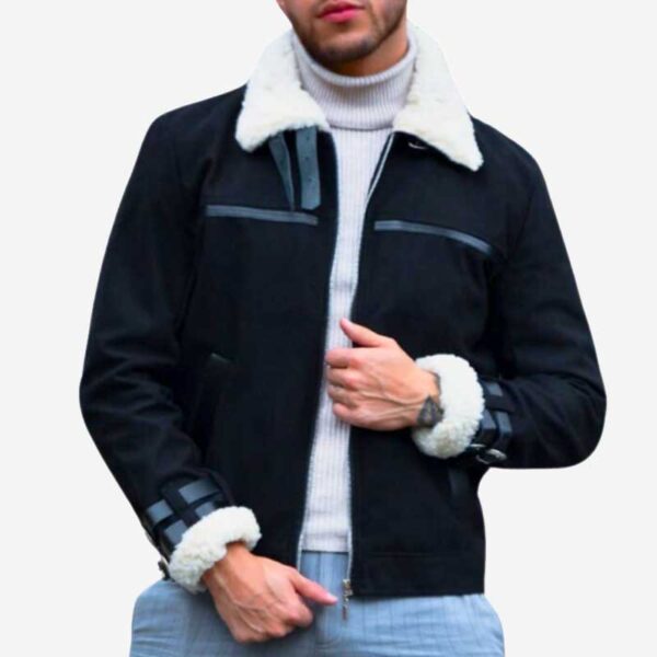 Chaqueta Gamuza Hombre Negra Abrigo Tipo Slim Cuerotex
