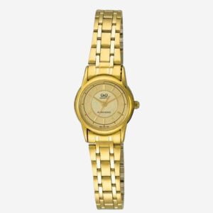 Reloj De Dama Q&Q Mujer Q621-010y Acero Dorado Con Estuche