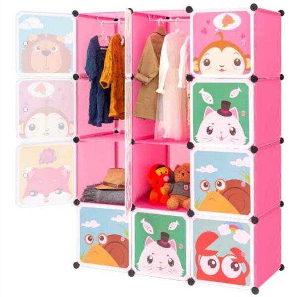 Armario Infantil Modular Con Dibujos Portátil 3 Columnas