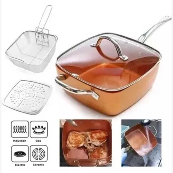 Sartenes Ollas Copper Pan x 5 piezas Cacerola Antiadherente