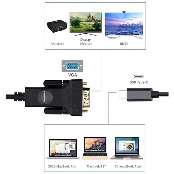 Cable Tipo CA Vga 1.8 Metros Full HD Adaptador DisplayPort - Image 2