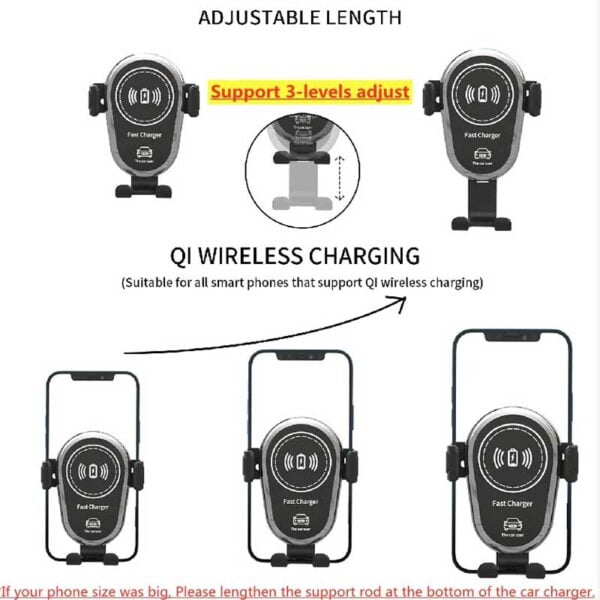 Cargador De Coche Inalámbrico De 15W Soporte De Teléfono - Image 2