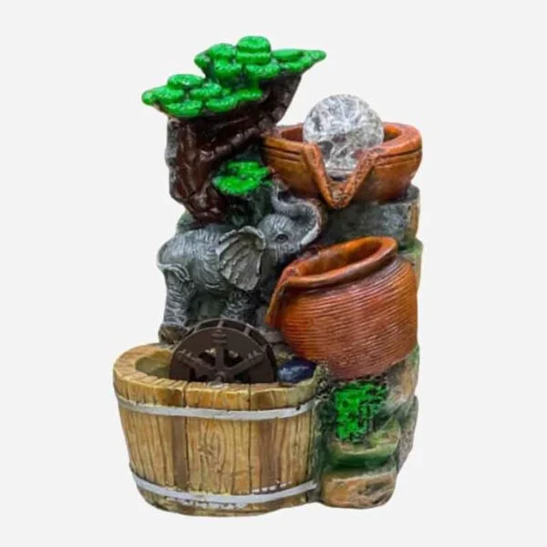 Fuente De Agua Decorativa Con Molino y Esfera De luz