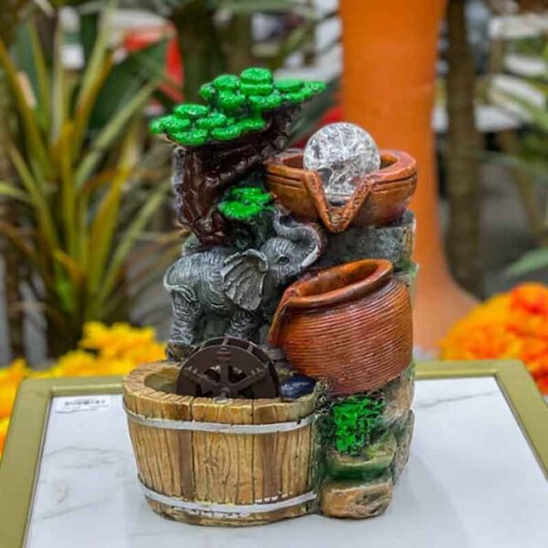 Fuente De Agua Decorativa Con Molino y Esfera De luz-2