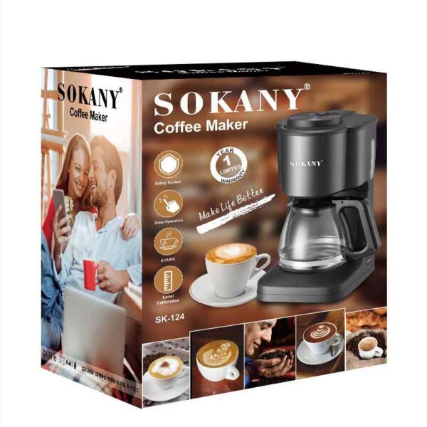 Cafetera Eléctrica Sokany Semiautomática 6 Tazas 900 ml - Image 2