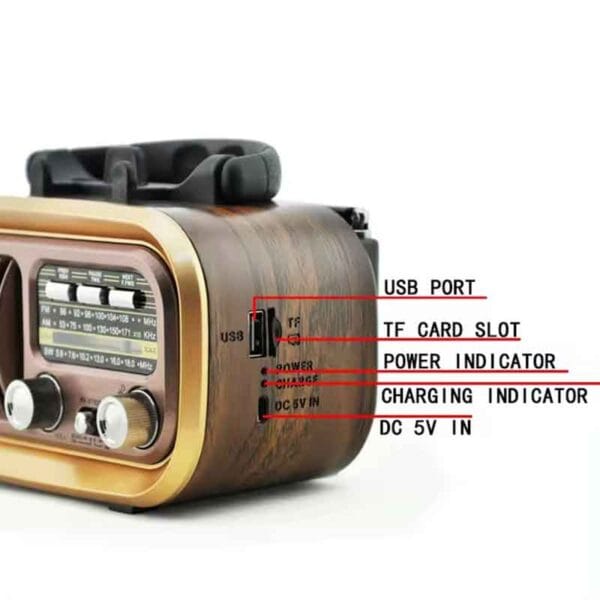 Radio Retro Fm Am Sw Bluetooth Estilo Vintage Bp-rv109bt - Image 3