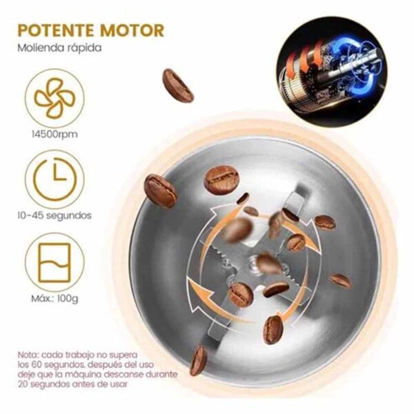 Molino Para Café Eléctrico Potente Granos y Especias - Image 2