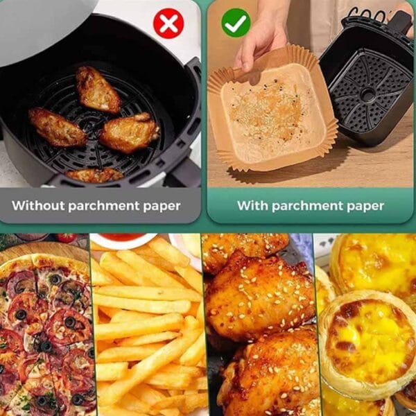 Papel Antiadherente Airfryer Cuadrado X 200 Unidades - Image 4