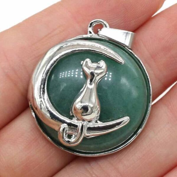Collar Cuarzo Gato Jade En Acero Con Estuche - Image 3