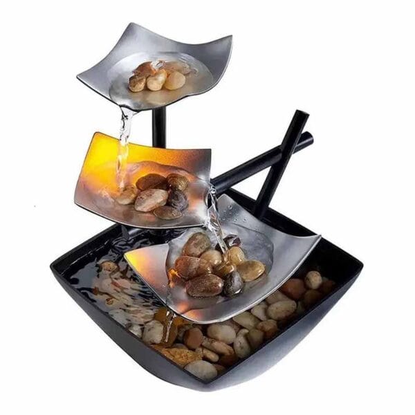 Fuente De Agua 3 Niveles Plata Iluminada | Lanshoppe