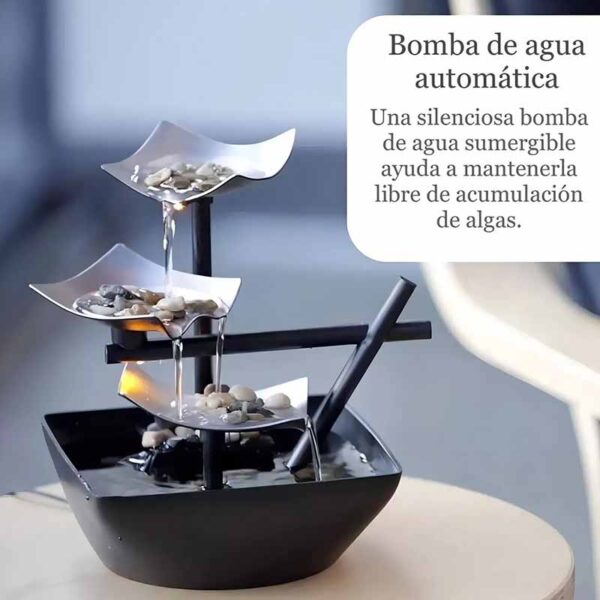 Fuente De Agua 3 Niveles Plata Iluminada - Image 3
