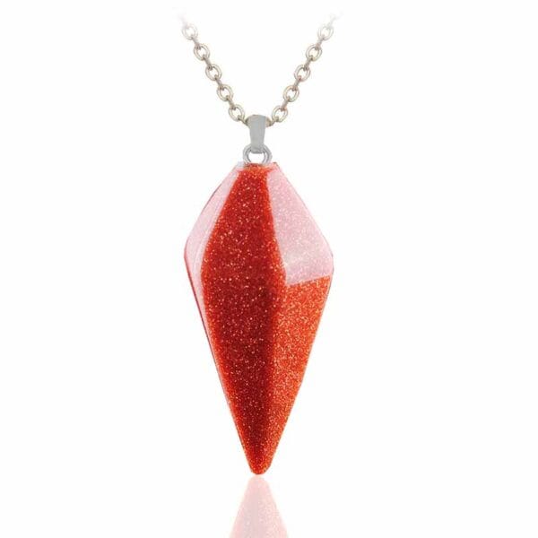 Collar Péndulo Cuarzo Lluvia Oro Acero | Lanshoppe