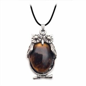 Collar Búho Sabiduría Ojo De Tigre | Lanshoppe