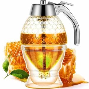 Dispensador De Miel De Cristal Mielera Con Soporte